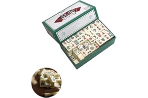 chiquieray Mini Mahjong Spiel,Portable Traditionelles Chinesisches Majong Set,Majong brettspiel,Majongsteine Spiel mit 144 Mahjong Spielsteine