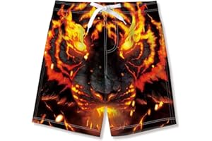 Freshhoodies Maillots de Bain pour Garçons 3D Imprimé Drôle Été Séchage Rapide Swim Short Board Shorts avec Poches Latérales 6-16 Ans