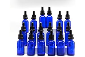 YIZHAO Blue Glass Dropper Bottles 30ml, with Glass Pipette Dropper, for Essential oil, Aromatherapy, Laboratory, Massage, Makeup, Mixing, Travel– 18Pcs