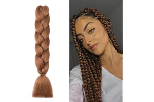 Cybelleza Warkocze do przedłużania włosów Jumbo Braids, sztuczne włosy, 1 pasmo, kanekalon, syntetyczne włosy plecione, afro, warkocze bokserskie, 61 cm (jasnobrązowe)