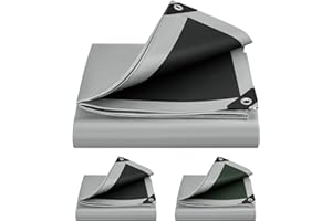 ‎WOLTU WOLTU Abdeckplane 3x3 m wasserdicht, 280 g/m² PE Schutzplane Gewebeplane mit Ösen, UV stabil reißfest LKW Plane, Mehrzweck Abdeckung für Gartenmöbel Holz Pool Trampolin Auto, Grau-Schwarz