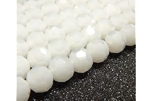 PERLIN Lot de 40 perles de jade blanches rondes à facettes - 6 mm - G270