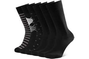 CLOSEMATE 6 Pares Calcetines Ejecutivos Hombre Altos Finos Transpirables Largos Sin Costuras de Trabajo Elásticos Traje Vestir Algodon Negros