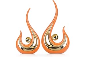 LCCCK Accenti Decorativi Arancioni - 2 Pezzi, Sculture Decorative Desktop Minimaliste per La Casa, Statua in Ceramica Arancione per L'ufficio, Decorazioni per La Cucina Arancione, Decorazioni Moderne Per