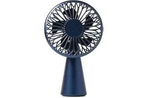 Lexon Wino - Wireless Mini Desk Fan, 3 Airflow Speeds, Ultra-Quiet Blades, Autonomy: 5h, Rechargeable via USB-C (cable included) or QI Wireless - Blue