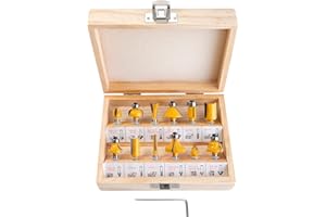 HPMAISON 12tlg. Fräser Set für Oberfräsen, Zylindrischer Schaft 6 mm, präzise Hartmetall Schneideplatten, Holzfräs Bits Fräser Set für Kantenfräse, Holzfräse, Holzbearbeitung