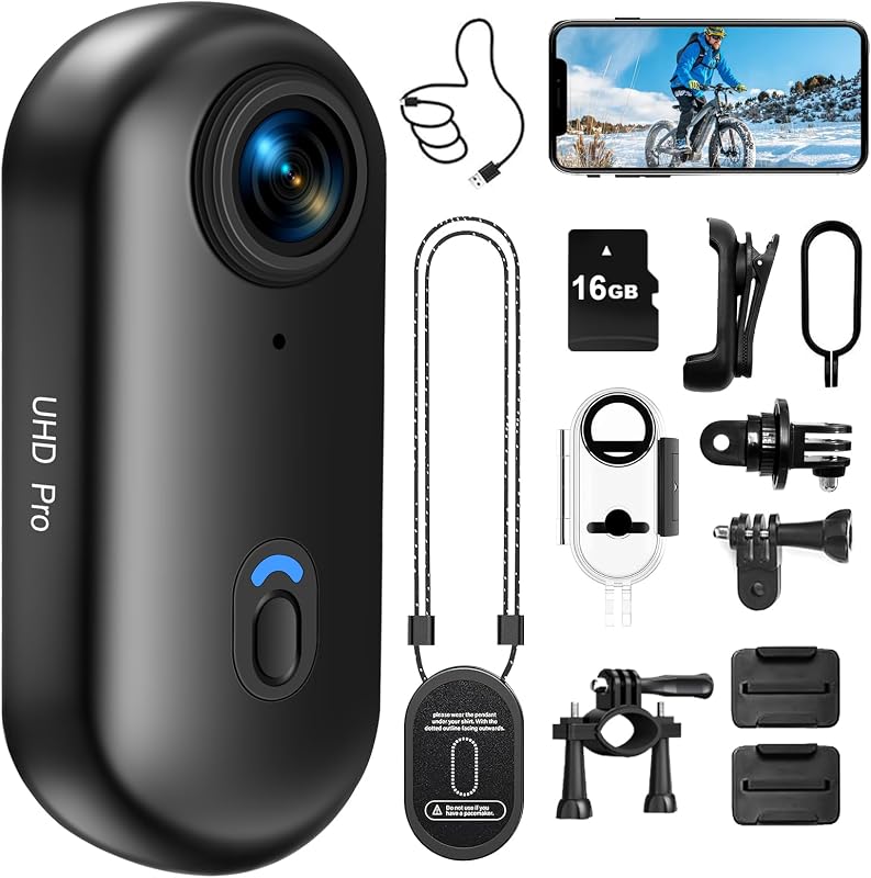 LXMIMI Cámara de Acción WiFi, Mini Cámara Deportiva HD 1080P, Cámara de Acción para Casco de Moto y Bicicleta de 16 GB, Cámara Deportiva Resistente al Agua con Varios Accesorios y Magnética