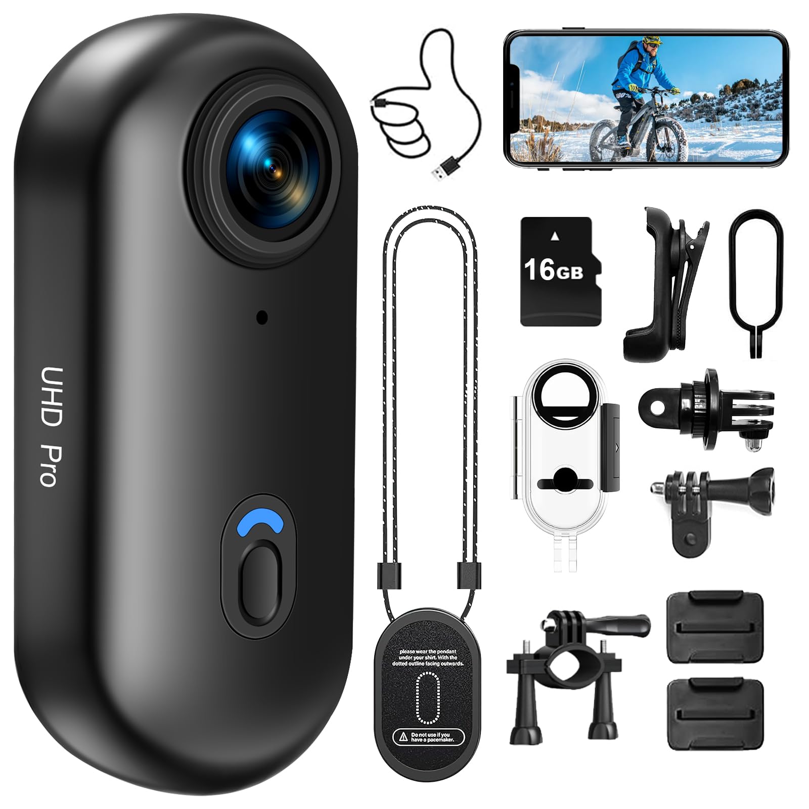 LXMIMI Cámara de Acción WiFi, Mini Cámara Deportiva HD 1080P, Cámara de Acción para Casco de Moto y Bicicleta de 16 GB, Cámara Deportiva Resistente al Agua con Varios Accesorios y Magnética - 1