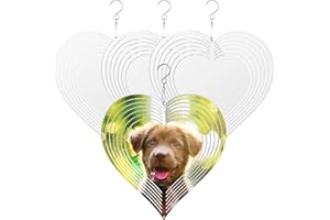 WACAR Paquete de 4 spinadores de viento de sublimación, aluminio 3D sublimación de doble cara escultura cinética alimentada por el viento adornos para interiores y exteriores jardín patio ventana decoración