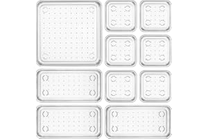 Fiambrera Schubladen Organizer, 10 Stücke mit 3 Größen Schubladen Ordnungssystem, Schminktisch Organizer, Drawer Organizer für Makeup, Schreibtisch, Büro, Bad, Badezimmer