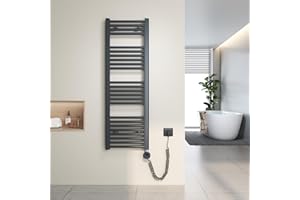 Heilmetz Radiador electrico 120x40 cm Secatoallas eléctrico con termostato Digital y función Temporizador, secatoallas electrico Antracita 500 W