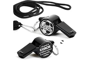 BOOMTOP Sifflet Sport en Acier Inoxydable avec Cordon Sifflet Arbitre Foot D'Entraînement Super Coach Cadeau de Hommes Entraîneurs Officiels pour Football Basket Course Natatorium École Athlétique Arbitres