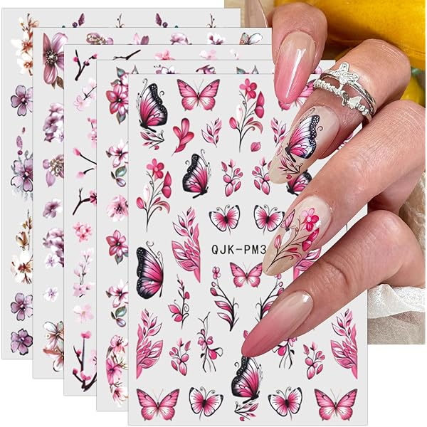 8 Blätter 3D Nagelsticker Mit Blumen-Muster – Selbstklebend Für DIY Nail Art