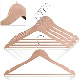 Deconox Wood Look Plastic Clothes Hanger (5 Pieces) - Stylish and Durable Clothes Hangers with Non-Slip Shoulders - Hanger, Cabinet and G
