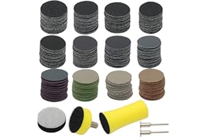 VIBRATITE 185 Stück Schleifscheiben 25mm Klett Nasse Trockene Schleifpads, (Körnung 60-10000) Sandpapier Schleifwerkzeug Mit 1/8 Zoll-Schaft für Holz Metall Spiegel Schmuck Polieren