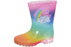 Peppa Pig lyser upp regnbåge Wellington stövlar flickor glitter gummistövlar barn blinkande ljus snöskor