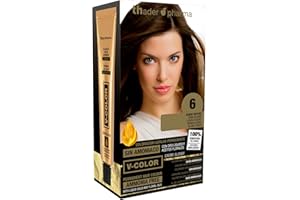 THADER TH PHARMA Th Pharma V-Color Kit de Tinte permanente Sin Amoniaco con Oro Líquido 100% Cobertura de canas, 120 ml (No. 6 Rubio oscuro)