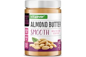 VIT4EVER Beurre d'amande Smooth - 1kg de beurre d'amande naturel sans additif à base de 100% d'amandes blanchies - High Protein - Purée d'amande crémeuse sans sel, huile ou graisse de palme ajoutés - Vegan