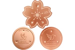 KTCINA 3Pcs Bird Bath Copper Disc, 99.99% Pure Copper Bird Bath Purification Disk 0.5mm Thick with Stable 3-Point Support BirdBath Cleaning Disc for Outdoor Birdbaths & Fountains All-Season Cleaning (Style5)
