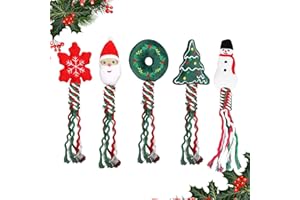 Ayizhiniu 5pcs Perros Navidad Cuerda Juguetes, Perro Navidad Juguetes, Perro Masticar Juguetes Navidad, Juguete Chirriante para Cachorros, Adecuado Juguetes Navideños para Perros