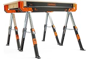 VonHaus Saw Horse Twin Pack - Folding Saw Horse, Supports up to 1178kg - Cutting Horse Stands - Portable Workbench Stand - 62-81cm x 52-65cm x 108.8cm