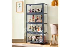 JFOZDM Vitrina, Vitrina Expositora Multifuncional de Vidrio a Prueba de Polvo, Diseño de Puerta de Gabinete con Solapa, Vitrina Cristal para Oficinas, Dormitorios, Salas de Estar 80×33×140cm Gris