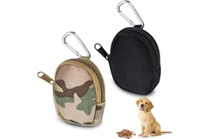 Pinenuts Small Dog Treat Bag, 2 Pack Dog Training Treats Pouch, Pet Puppy Dog Walking Bags Pocket with Mezzanine and Carabiner