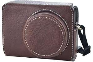 Rieibi Ricoh GR III etui na aparat w stylu vintage ze skóry PU do aparatu Ricoh GR III GRIII GR3 DSLR - etui ochronne z paskiem, Kawa, Retro