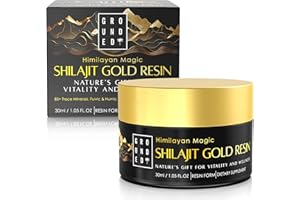 G R O U N D E D COFFEE SCRUB Shilajit Gold Resin, Original Himalayan Mountain, Gold Grade Shilajit 100% Pure, Rich in Fulvic & Humic Acid & Minerals, Traditional Ayurveda Wellness Booster, Vegan. 30ml, UK Made by Grounded
