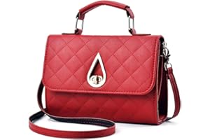 KEEPOP Women Small Handbag PU Leather Shoulder Crossbody Purse Plaid Satchel Water Droplets Buckle Clutch Purse