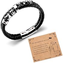 Bracelet Cuir Gravé 'Je T'aime' Pour Homme - Cadeau Romantique Saint-Valentin, Noël, Anniversaire