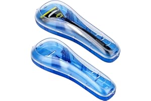 Linkidea 2 Pcs Portable Travel Razor Holder, Protective Razor Case Compatible with Fusion 5 ProGlide, Sensor 3, SkinGuard, Pace 6 Pro (Blue)