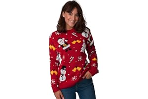 HSA Unisex Retro Fairisle Santa Party Jumpers - Men's & Women's Warm, Regular Fit Knitted Christmas Holiday Jumpers in Sizes SM - 4XL