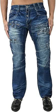 Eto Jeans - Pantaloni da uomo, vestibilità regolare, stile Funky Distress  Look Pantaloni in denim 2 lavaggi Stonewash W36 / L34 : Amazon.it:  Abbigliamento