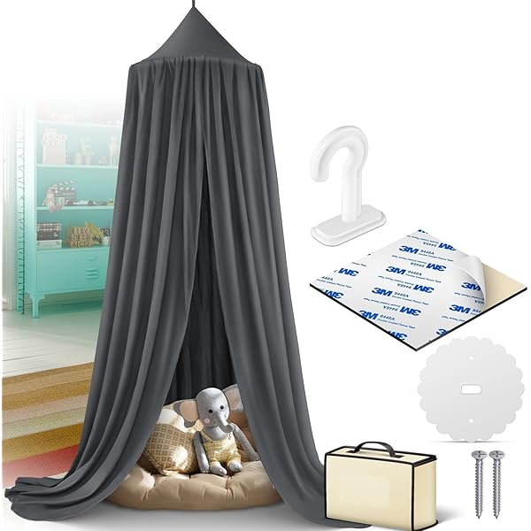 Ciel De Lit Dôme Moustiquaire Nordique - Tente De Lit Enfant Avec Pompons