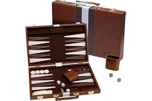 BLOMISE Backgammon Set, Wooden Inlaid Classic Strategy Board Games Case for Travel, 15.7" Large Size, Backgammon with Checkers Pieces for Adults and for Children