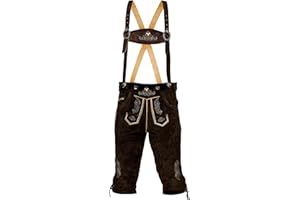 STEIGENHÖFER MANUFAKTUR STEIGENHÖFER Lederhose Herren Tracht Kniebund - Reinhold - Trachtenhose mit Trägern - 100% Rindsleder - Traditionelle Echtlederhose - Ideal für Dein Oktoberfest Herren Outfit