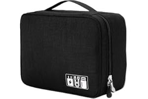 Spardar Tech Pouch, 3 Layer Cables Organizer, Travel Electronics Organiser Accessory for Chargers, Mouse, Power Bank, Suitable for Office, Home, School, Outdoor