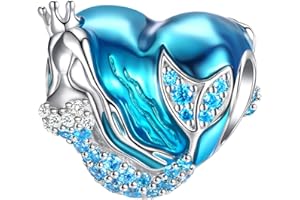 FOREVER QUEEN Damska zawieszka Mom Syrenka Charms do bransoletek ze srebra wysokiej próby 925 Charm Bead serce niebieski charms