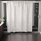 Encasa XO Bathroom Shower Curtain 7 Feet With 10 Hooks | (55x83 in) Quick Dry Heavy Printed Polyester Fabric Bathroom Curtain