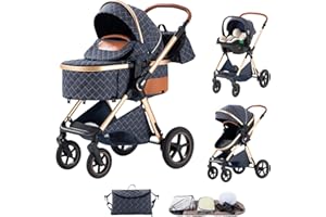Shineey Kinderwagen 3 in 1,Kinderwagen Buggy Mit Babyschale,Mit Höhenverstellbarer Kinderwagen Komplettset Faltbare tragbare,KombiKinderwagen Mit Aluminiumrahmen für Neugeborene 0 bis 3 Jahre