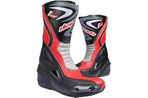 RKSPORTS LV14 Motorcycle Black Blue Red Armoured Leather Waterproof Motorbike Race Boots