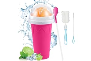 JurciCat Slushy Maker Becher Slush Eis Becher zum kneten Silikon Squeeze Ice Cup Smoothie Becher mit Strohhalmlöffel und Tassenbürste für Slushie Eis