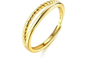 Adramata Anillos Mujer Plata de Ley 925 Anillo Chapados en Oro de 18K Anillo Twist Anillos de Compromiso Alianzas Boda Anillo de Promesa Anillo Ajustable Anillos Mujer Oro Anillo Plata Oro Rosa