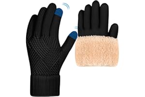 Gucass Gants Femme Hiver Chauds Polaire, Thermiques Tricot Laine Gants à Écran Tactile, Cadeau Femme pour Ski Vélo Course à Pied Outdoor Sport