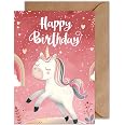 Einhorn Geburtstagskarte Mit Umschlag – Niedliches Design, Premiumpapier, DIN A6
