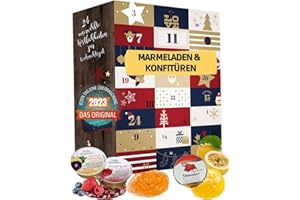 [ Boxiland ] Calendrier de l'Avent Confitures & Confitures 2023 avec 24 délicieuses tartinades de fruits. De délicieux packs d'échantillons de confiture