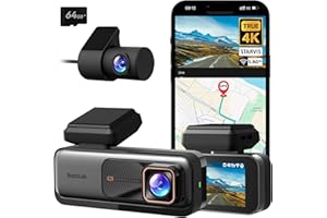 BOTSLAB Dashcam Auto Vorne Hinten, 4K Dashcam Auto GPS mit WiFi, Dual Autokamera mit 64GB SD Karte, ADAS, Nachtsicht, 170°Weitwinkel, WDR, 2,45" IPS, 24/7 Parküberwachung, Loop-Aufnahme