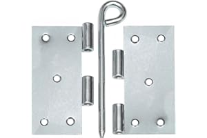 KeyMet 10 Backdrop Hinges, Pack of 10 Square Door Hinges 100 x 100 x 2.0 mm with Removable Ring Pin, Silver, Modern Style, Galvanized Finish