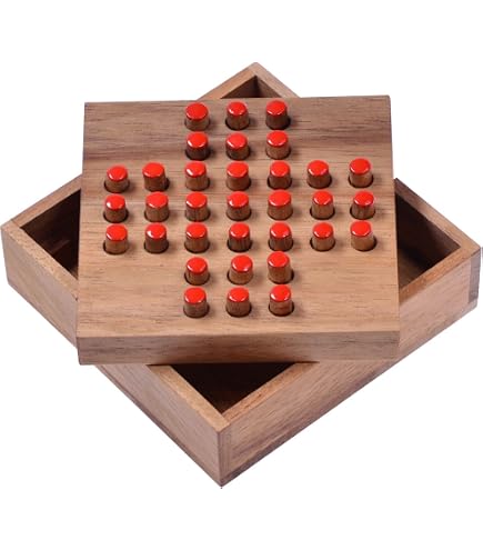 LOGOPLAY Solitaire En Bois – Jeu De Réflexion Pour 1 Joueur – Plateau Samena Vert – Dimensions 13,5 LOGOPLAY Solitaire En Bois – Jeu De Réflexion Pour 1 Joueur – Plateau Samena Vert – Dimensions 13,5